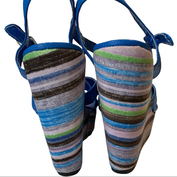Kiss &Tell blue Striped platform shoes Size 7.5 - Picture 8 of 10